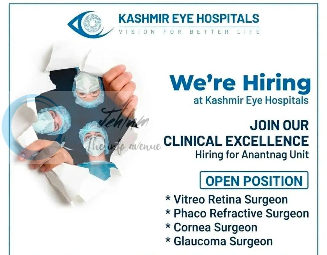 Kashmir Eye Hospitals KEH Anantnag Vitreo Retina Surgeon/Phaco Refractive Surgeon/Cornea Surgeon 2026