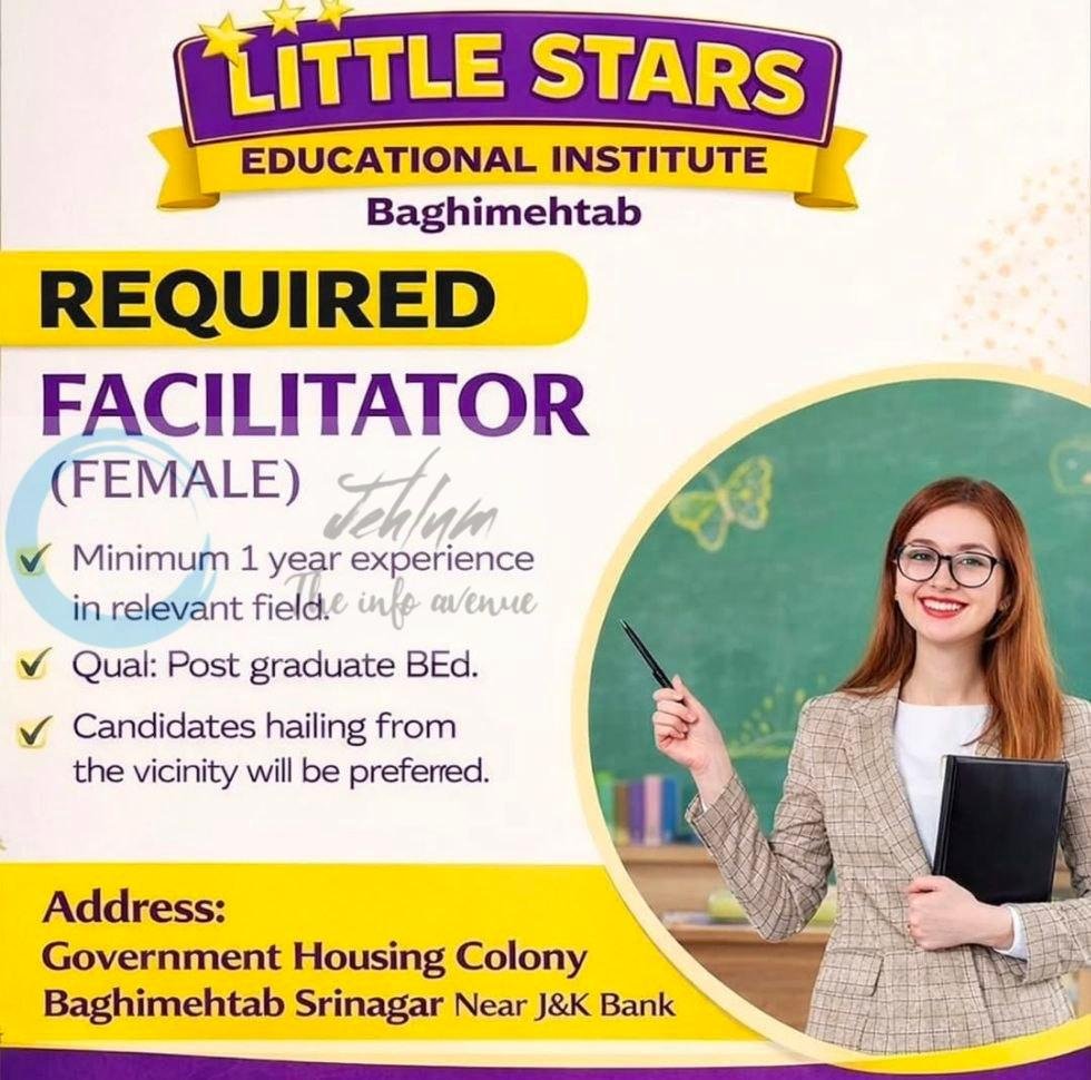 Little Stars Educational Institute Srinagar Facilitator job opportunities 2026