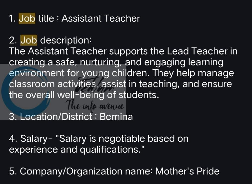 Mother's Pride School Bemina Assistant Teacher Job Vacancy 2026 1 Mother's Pride School Bemina Assistant Teacher Job Vacancy 2026