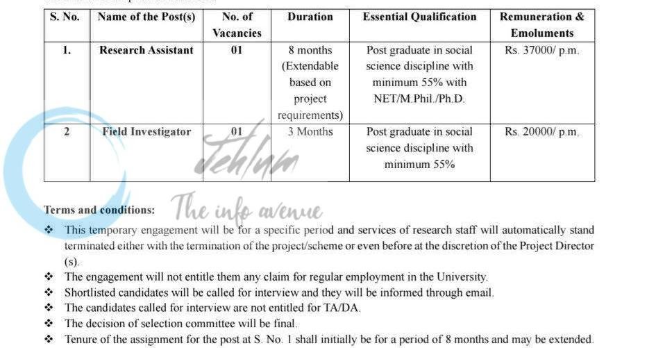 Central University of Jammu CUJ School of Business Studies Samba Research Assistant Field Investigator job opportunities 2026