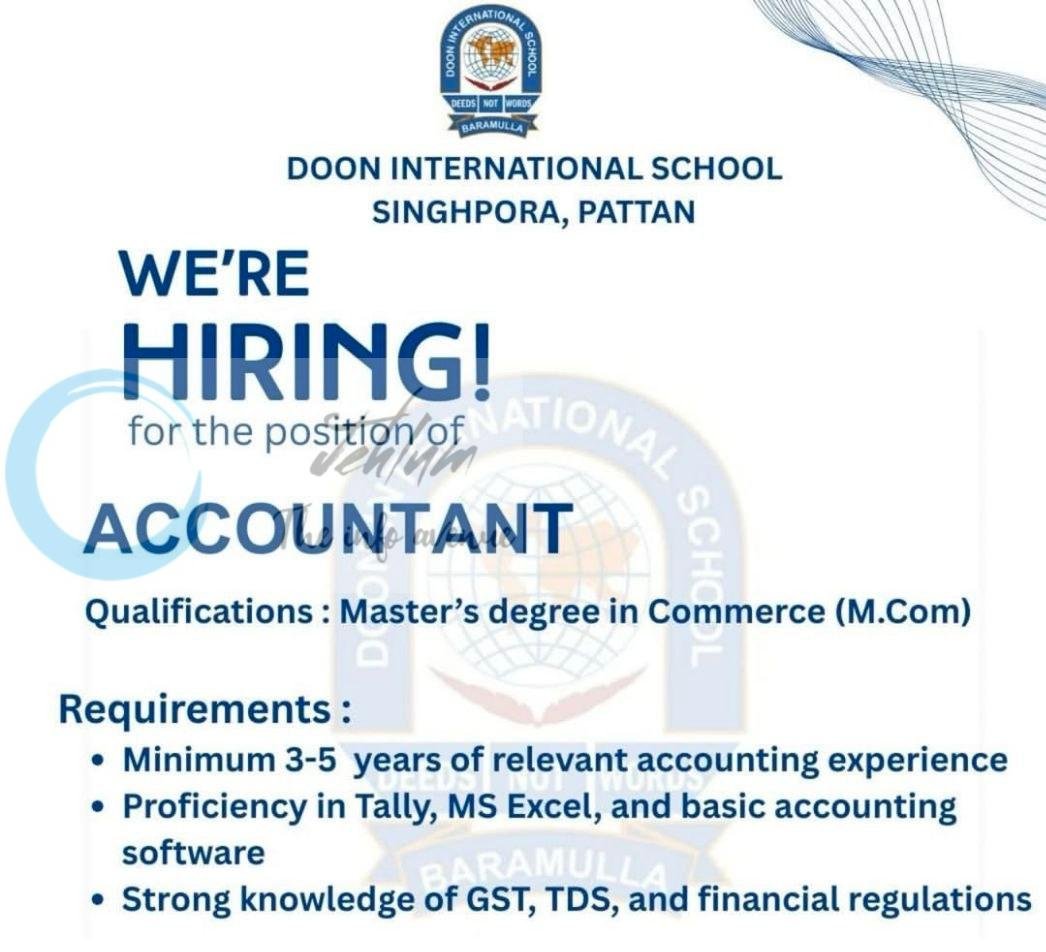 Doon International School DIS Singhpora Pattan Accountant job opportunities 2026