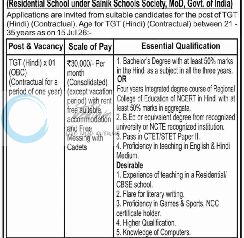 Sainik School Nagrota Jammu TGT Jobs Advertisement 2026 1 Sainik School Nagrota Jammu TGT Jobs Advertisement 2026