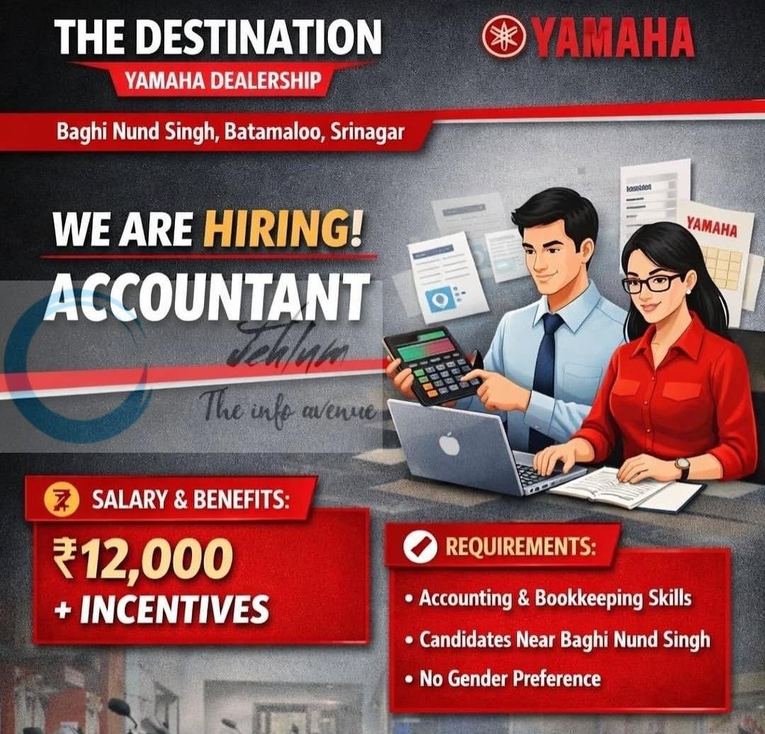 The Destination Yamaha Srinagar Accountant Job Vacancy 2026