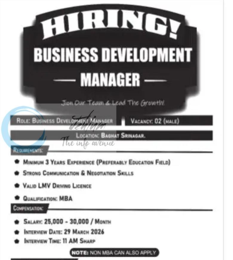 New Start Baghat Srinagar Business Development Manager job opportunities 2026