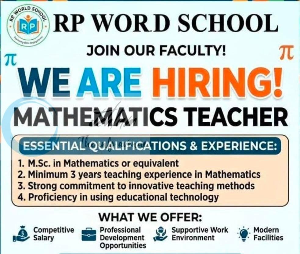 RP World School Budgam Mathematics Teacher job opportunities 2026