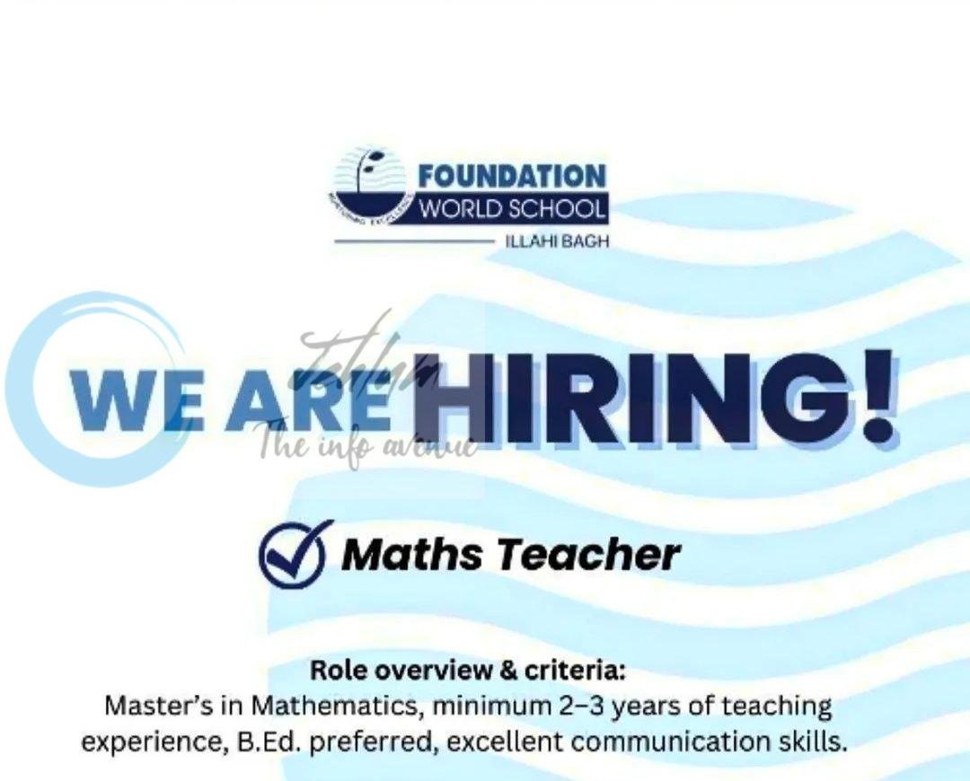 Foundation World School FWS Illahi Bagh Srinagar Maths Teacher job opportunities 2026
