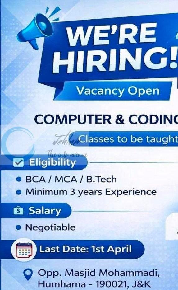 Aspire World School Humhama Computer Coding Teacher job opportunities 2026