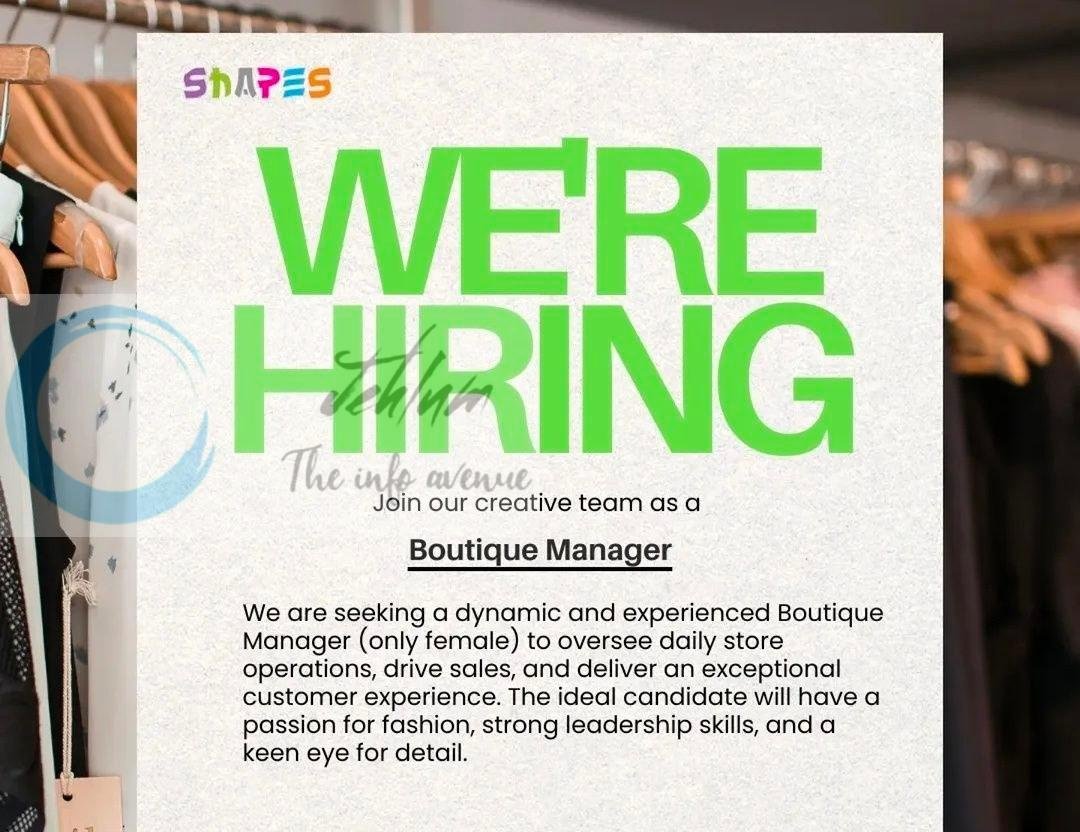 Shapes Srinagar Boutique Manager job opportunities 2026