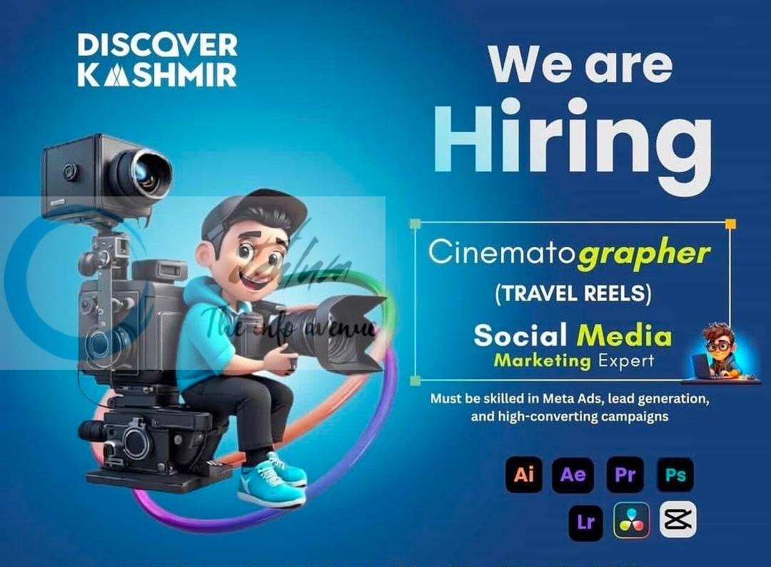 Discover Kashmir Cinematographer Social Media Marketing Expert Srinagar job opportunities 2026