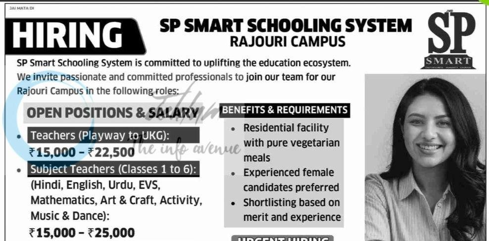 SP Smart Schooling System SPSS Rajouri Teachers English Language Trainer Coordinator job opportunities 2026