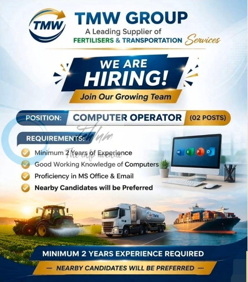 TMW Group TMW Srinagar Computer Operator job opportunities 2026