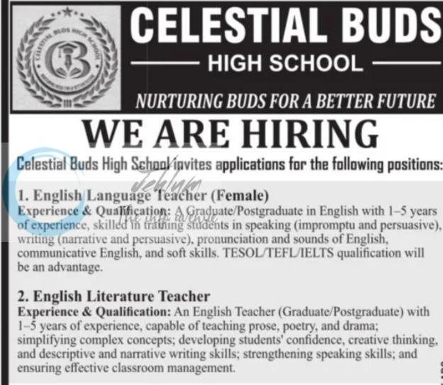 Celestial Buds High School CBHS Narbal English Teacher job opportunities 2026