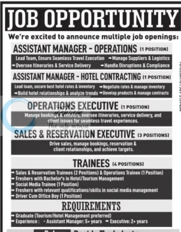 AXIS VENTURES TRAVEL AVT Srinagar Assistant Manager Operations Executive job opportunities 2026