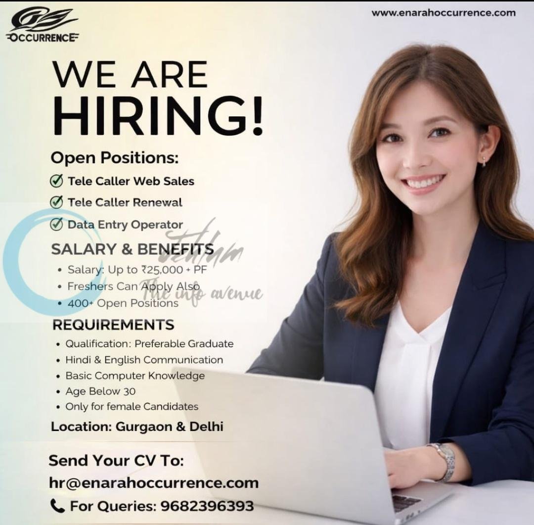 Enara Occurrence Gurgaon Delhi Tele Caller/ Web Sales/ Data Entry Operator Jobs Openings 2026 1 Enara Occurrence Gurgaon Delhi Tele Caller/ Web Sales/ Data Entry Operator Jobs Openings 2026