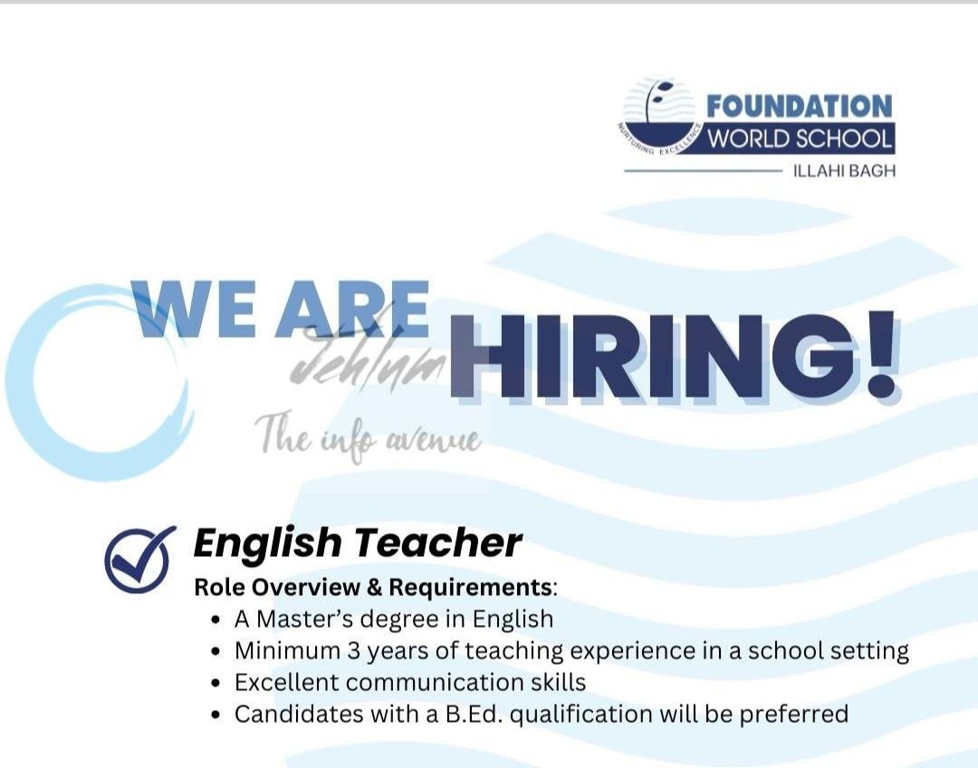 Foundation World School FWS Illahi Bagh English Teacher Jobs Openings 2026