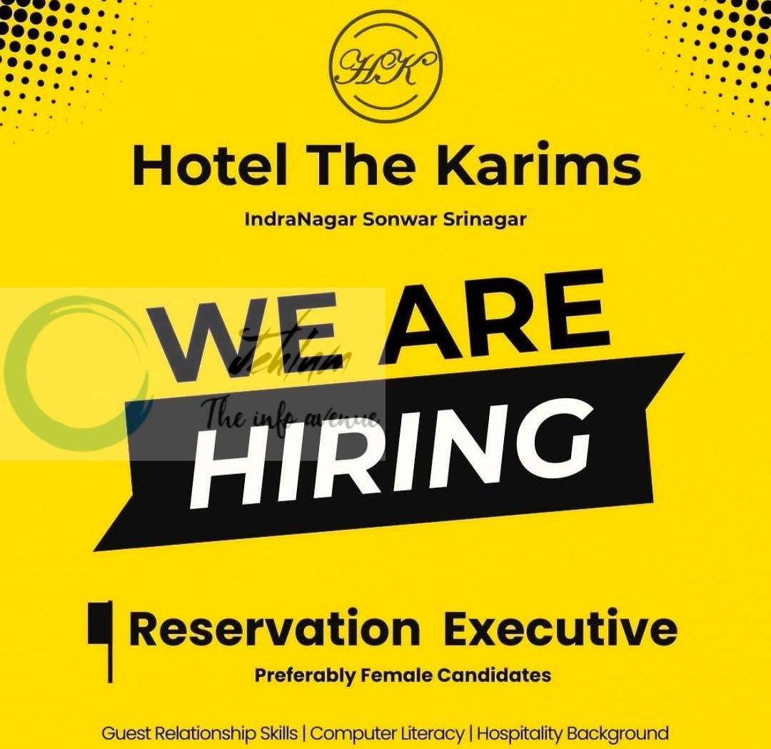 Hotel The Karims HTK Srinagar Reservation Executive job opportunities 2026