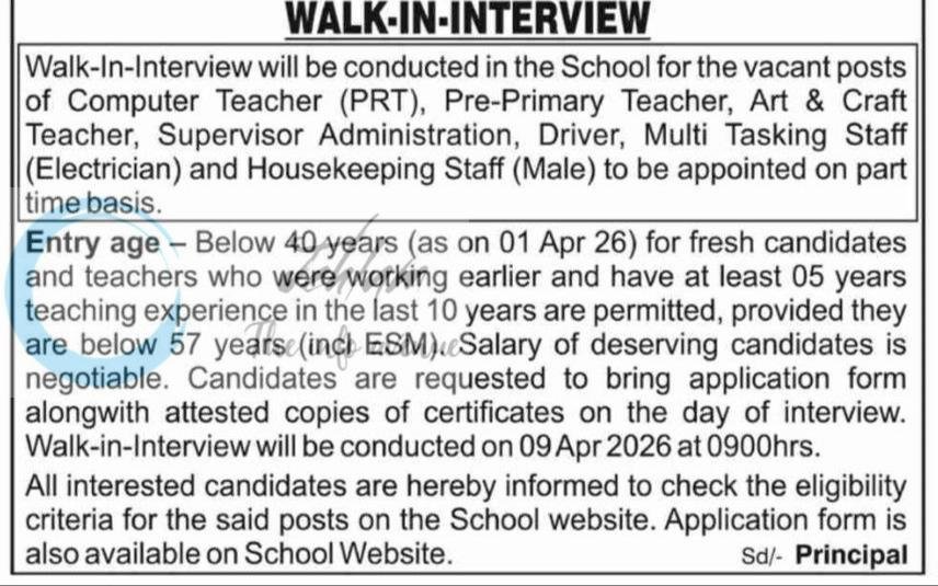 Army Public School BD Bari Samba Computer Teacher Pre-Primary Teacher Art Craft Teacher job opportunities 2026