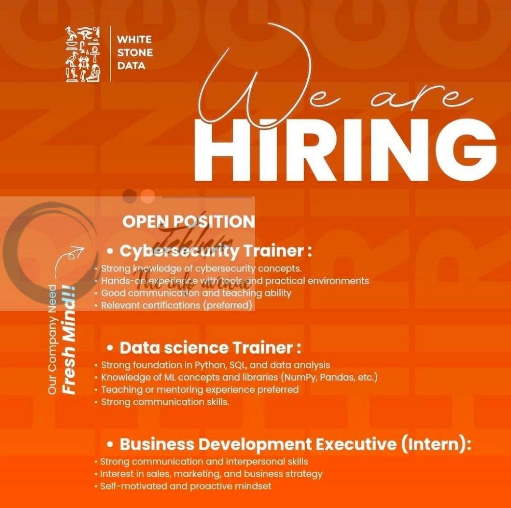White Stone Data Srinagar Cybersecurity Trainer Data science Trainer Business Development Executive job opportunities 2026