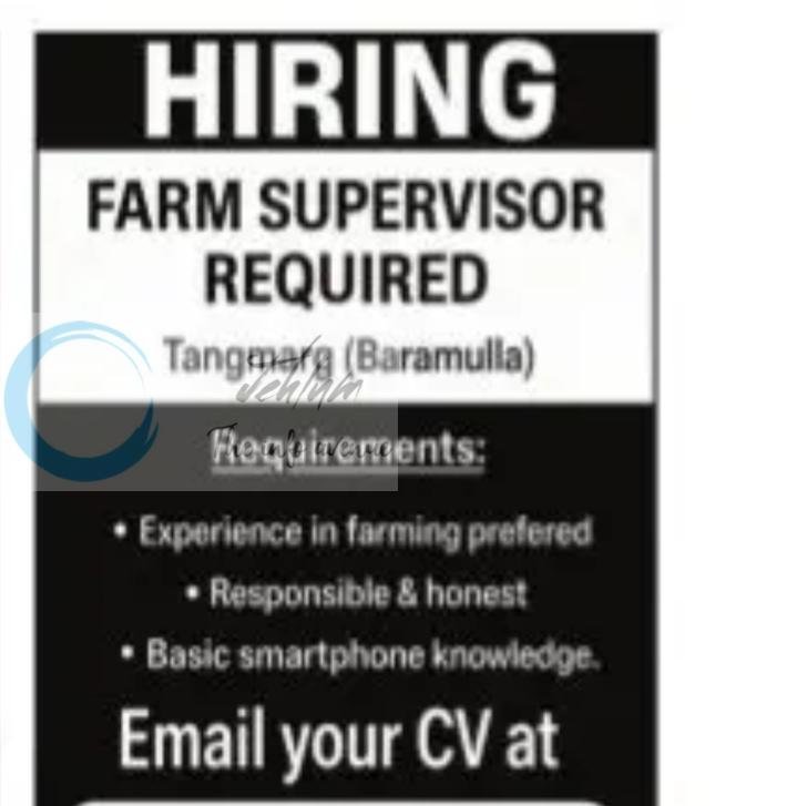 Family Farms Tangmarg Baramulla Farm Supervisor job opportunities 2026