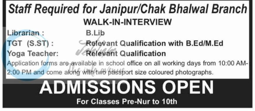 Crescent Public School Jammu Librarian TGT Yoga Teacher job opportunities 2026