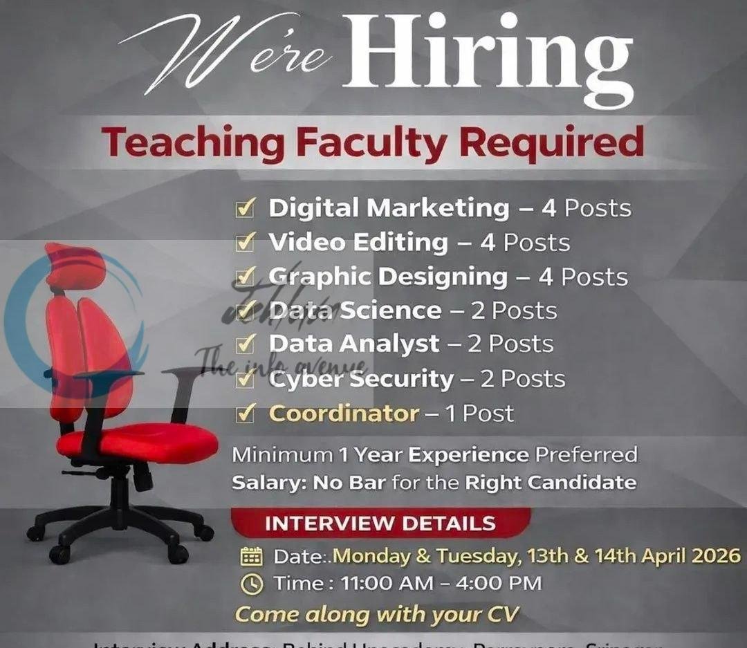 TechnoGlobe Srinagar Teaching Faculty Digital Marketing job opportunities 2026