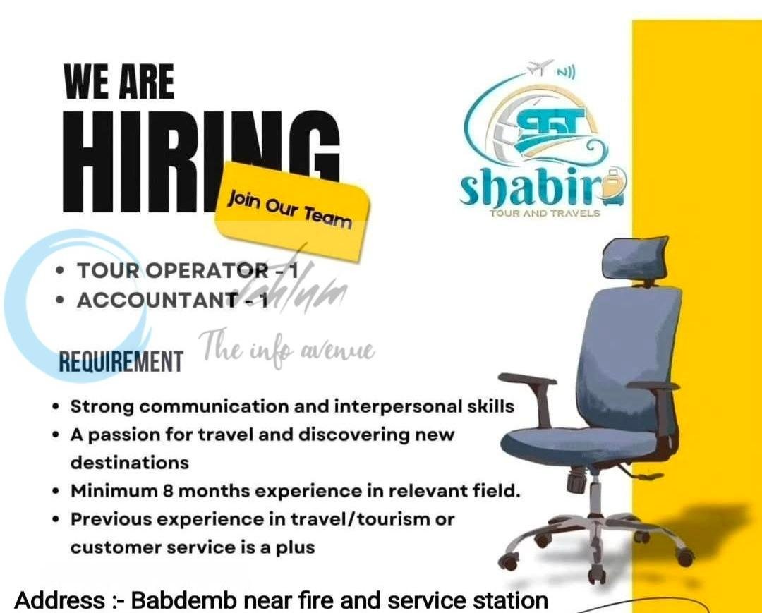 Shabir Tour and Travels Srinagar Tour Operator Accountant job opportunities 2026