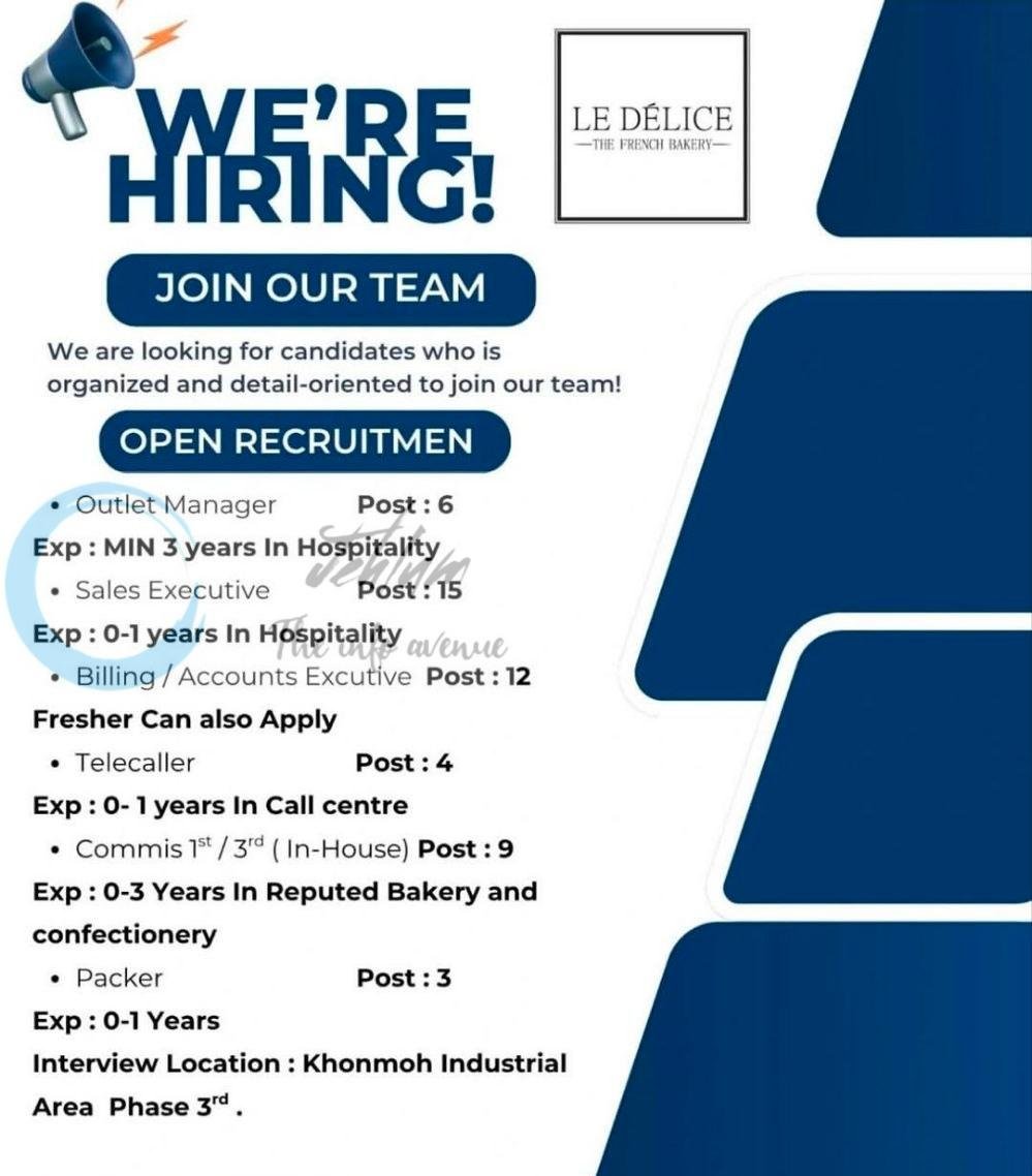 Le Délice Srinagar Outlet Manager Sales Executive job opportunities 2026