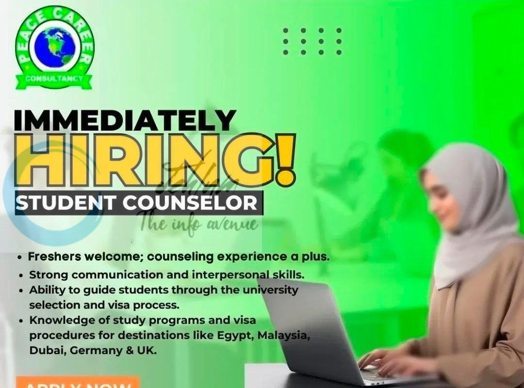 Peace Career Consultancy PCC Srinagar Student Counselor job opportunities 2026