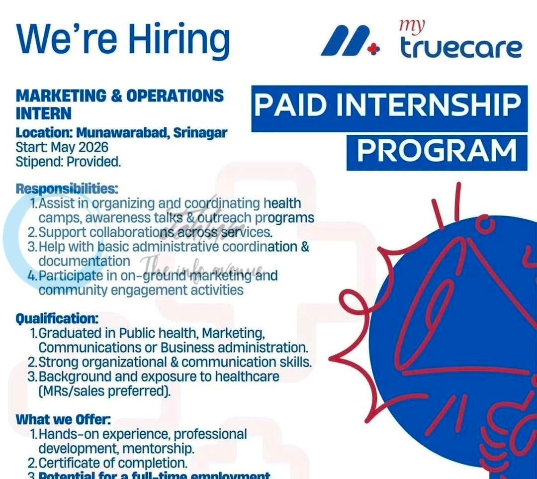 MYTRUECARE srinagar MARKETING OPERATIONS INTERN job opportunities 2026