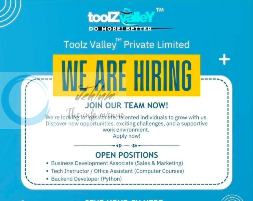 Toolz Valley Private Limited Business Development Associate Tech Instructor Backend Developer job opportunities 2026