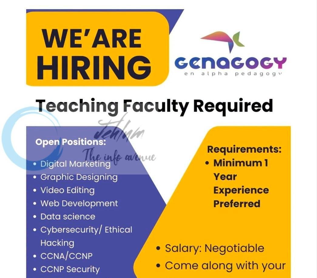 Genagogy Srinagar Teaching Faculty Digital Marketing job opportunities 2026