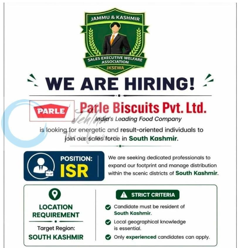 Parle Biscuits Pvt Ltd South Kashmir ISR job opportunities 2026