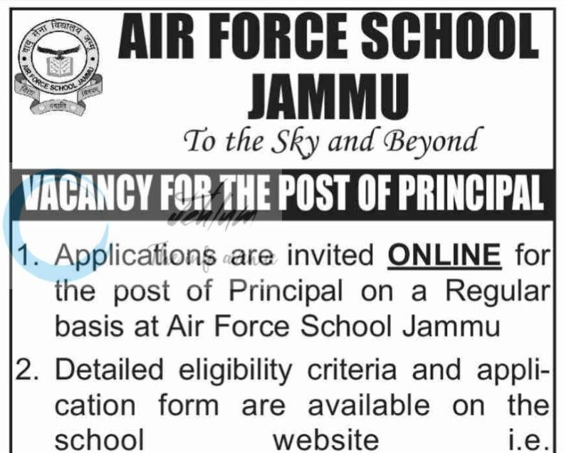 Air Force School AFS Jammu Principal Recruitment Advt 2026