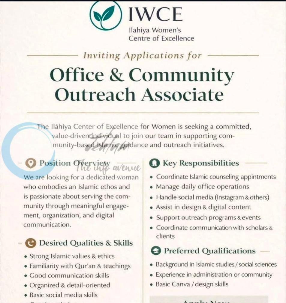 Ilahiya Womens Centre of Excellence IWCE Srinagar Office Community Outreach Associate job opportunities 2026