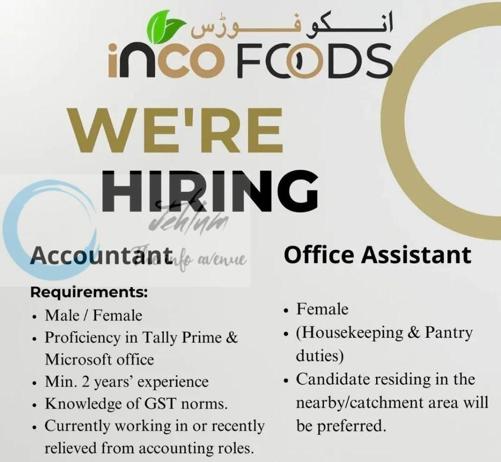 Inco Foods Srinagar Accountant Office Assistant job opportunities 2026