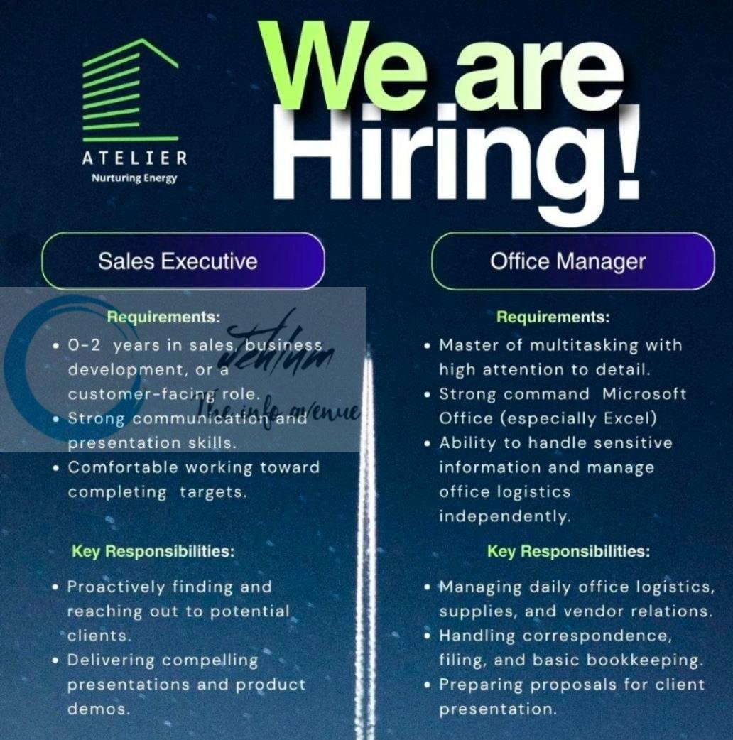 Atelier Nurturing Energy Srinagar Sales Executive Office Manager job opportunities 2026