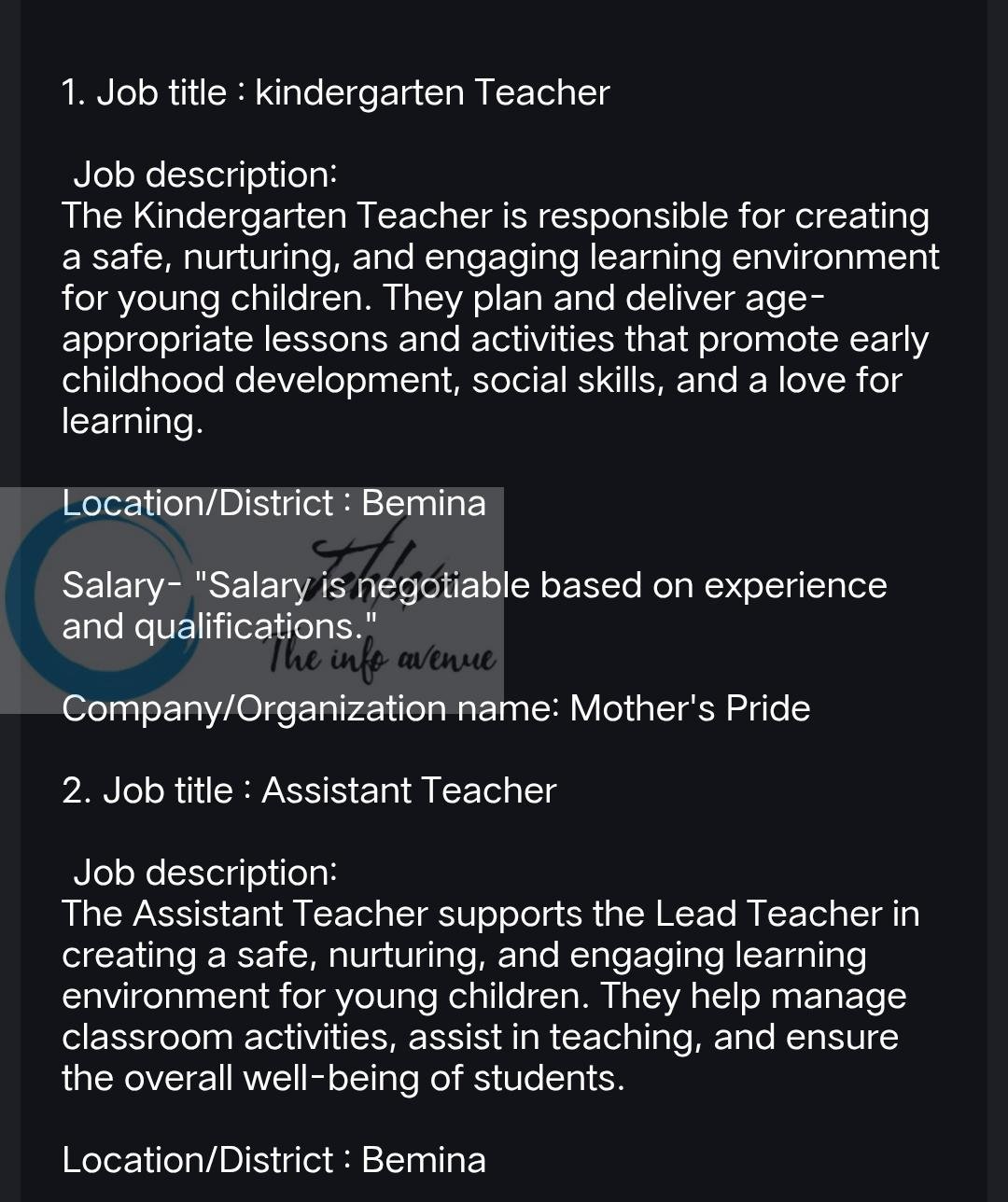 Mother's Pride School Srinagar Jobs Vacancies 2026
