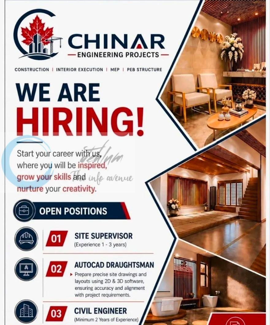 Chinar Engineering Projects CEP Srinagar Site Supervisor/Civil Engineer job opportunities 2026