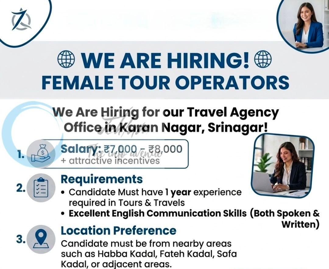 Kashmir Outing Tours N Travels Srinagar Tour Operator job opportunities 2026