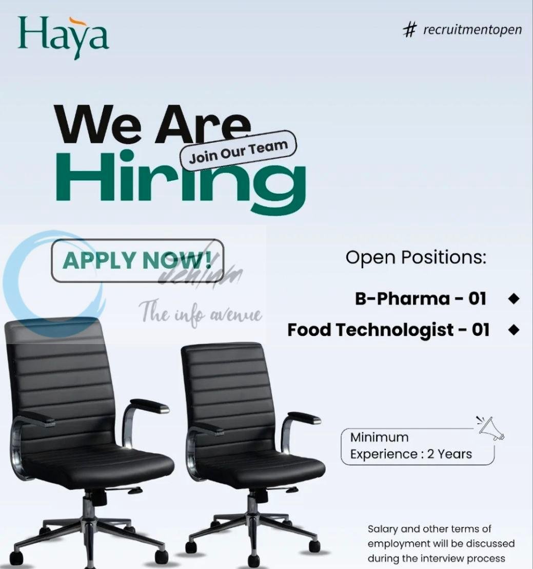 Haya Wellness Centre Srinagar B-Pharma/Food Technologist job opportunities 2026