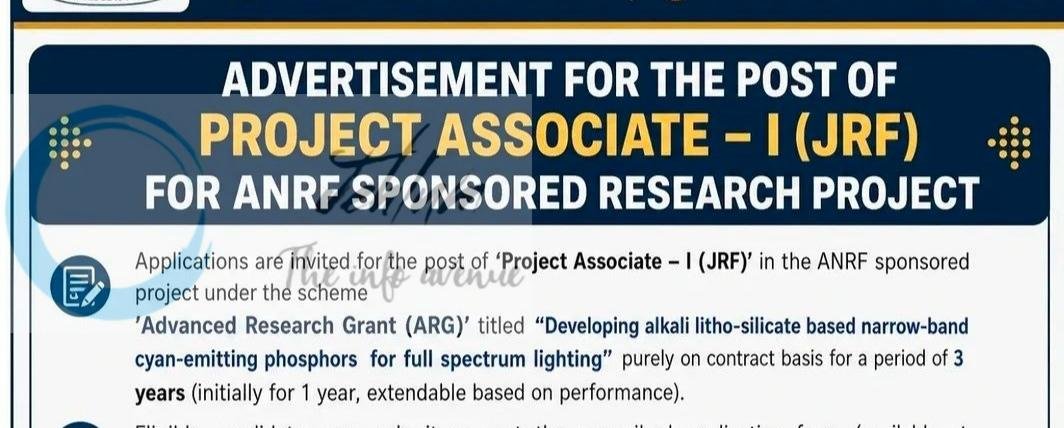 Central University of Kashmir CUK Department of Physics Ganderbal Project Associate - I JRF employement opportunities notice CUKmr/PHY/ANRF-ARG26/Manju/001_Adv2