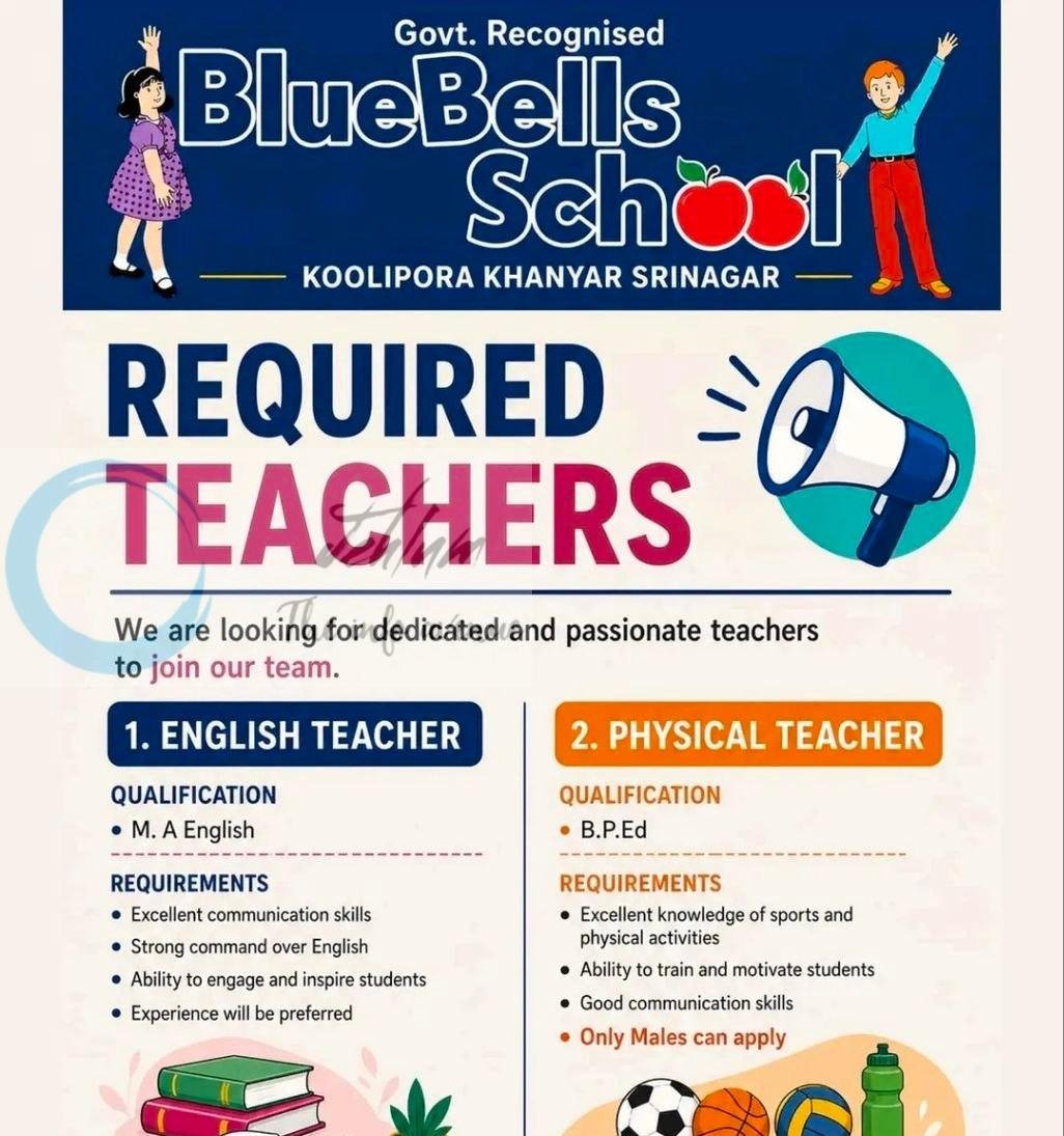 BlueBells School Srinagar teaching job opportunities 2026