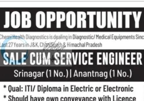 Chemi Health Diagnostics Srinagar/Anantnag Sale Cum Service Engineer job opportunities 2026