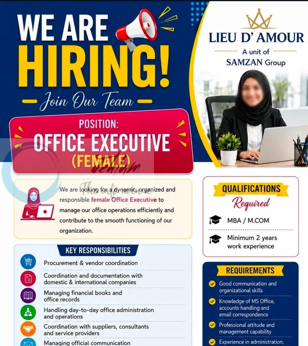 Lieu D' Amour SAMZAN Group Srinagar Office Executive job opportunities 2026
