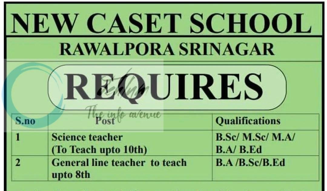 New Caset School Rawalpora Srinagar teaching job opportunities 2026 1 New Caset School Rawalpora Srinagar teaching job opportunities 2026