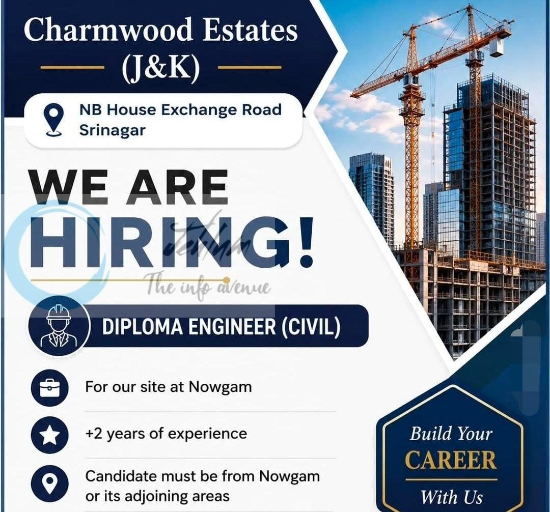 Charmwood Estates Srinagar Engineer job opportunities 2026