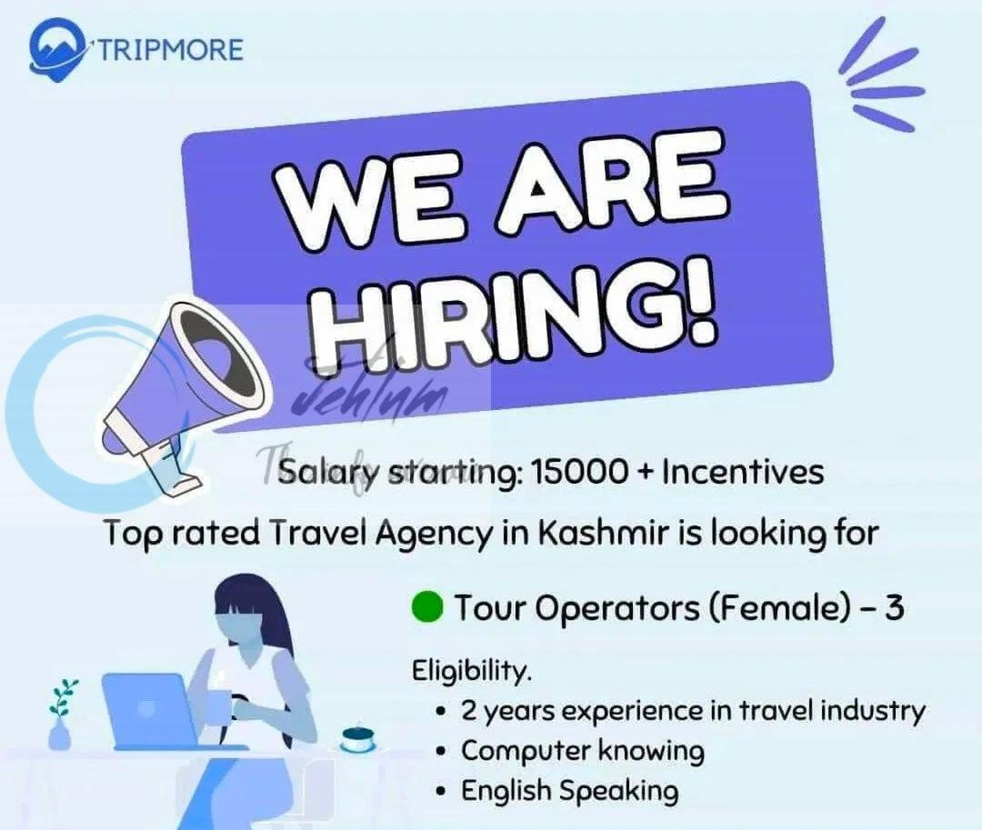 Tripmore Srinagar Tour Operator job opportunities 2026
