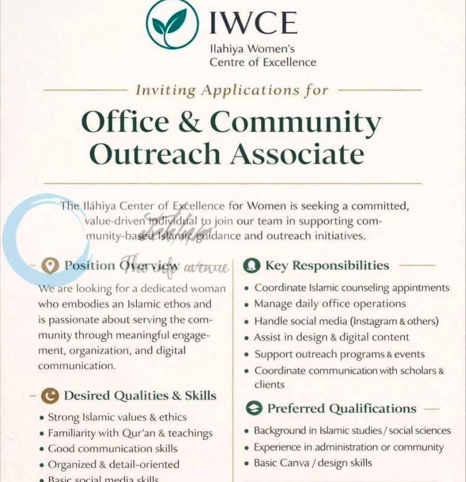 Ilahiya Womens Centre of Excellence IWCE Soura Srinagar Office Community Outreach Associate job opportunities 2026