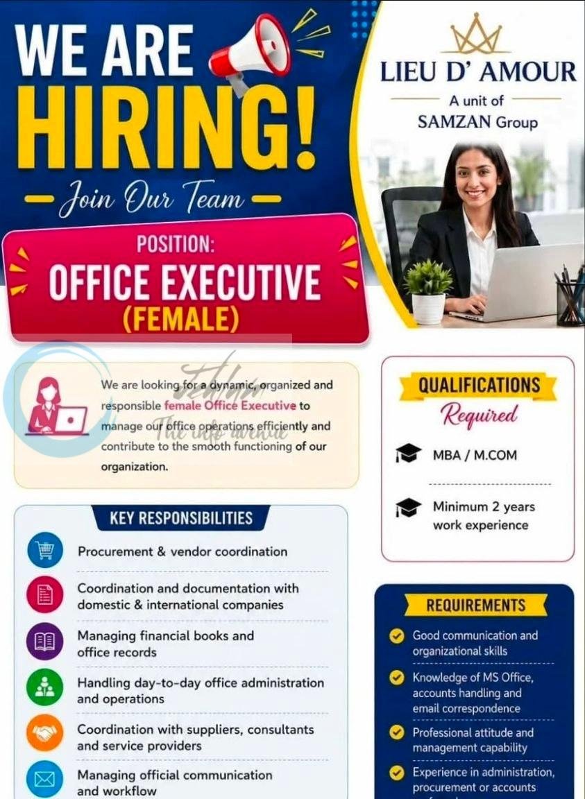 Lieu D Amour SAMZAN srinagar Group Office Executive job opportunities 2026