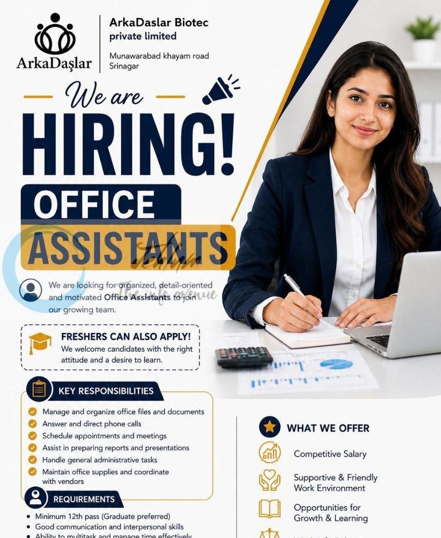 ArkaDaslar Biotec Private Limited office assistant job opportunities 2026